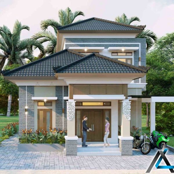 Rumah Limasan 2 Lantai dengan Batu Alam